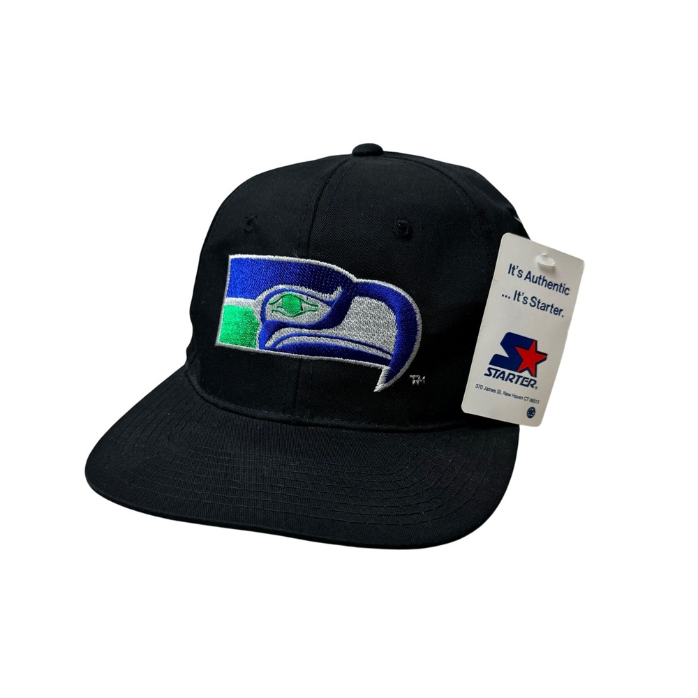 Vintage Starter Seattle Seahawks Snapback Hat Black Team NFL Football NWT